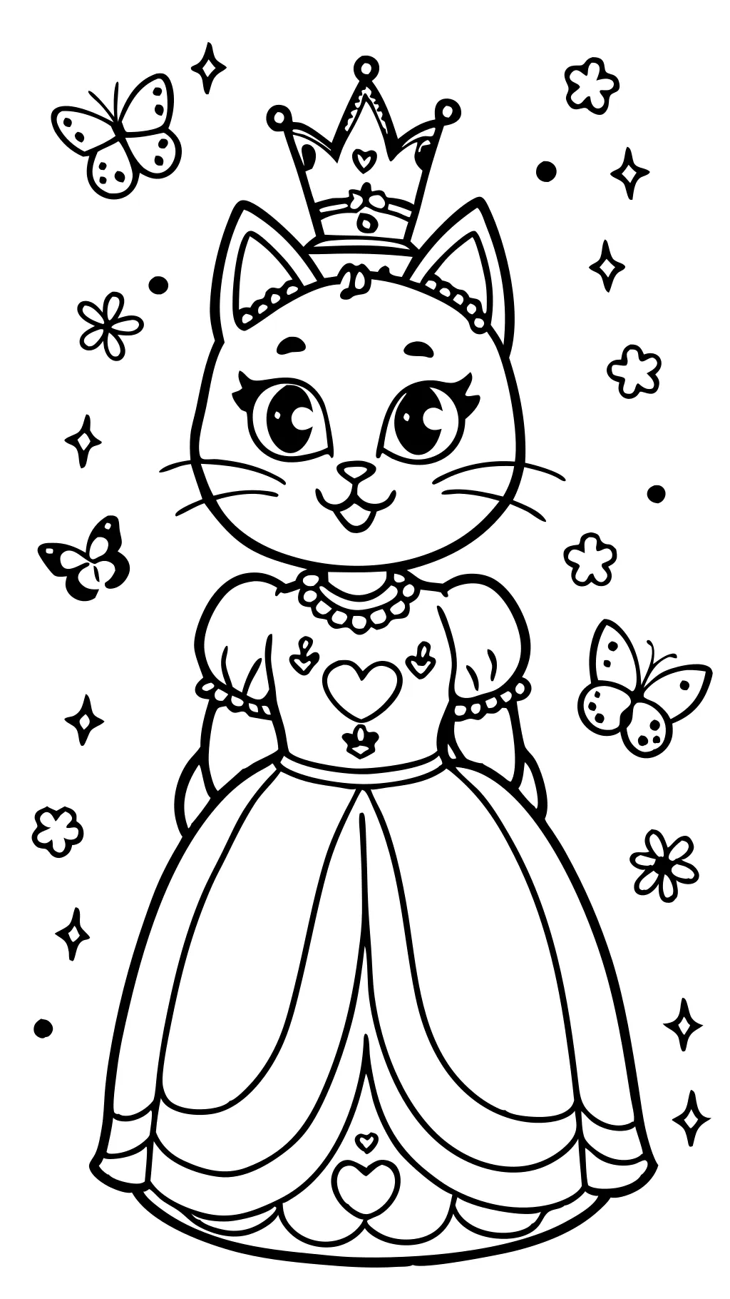 Páginas para colorear de princesa gato